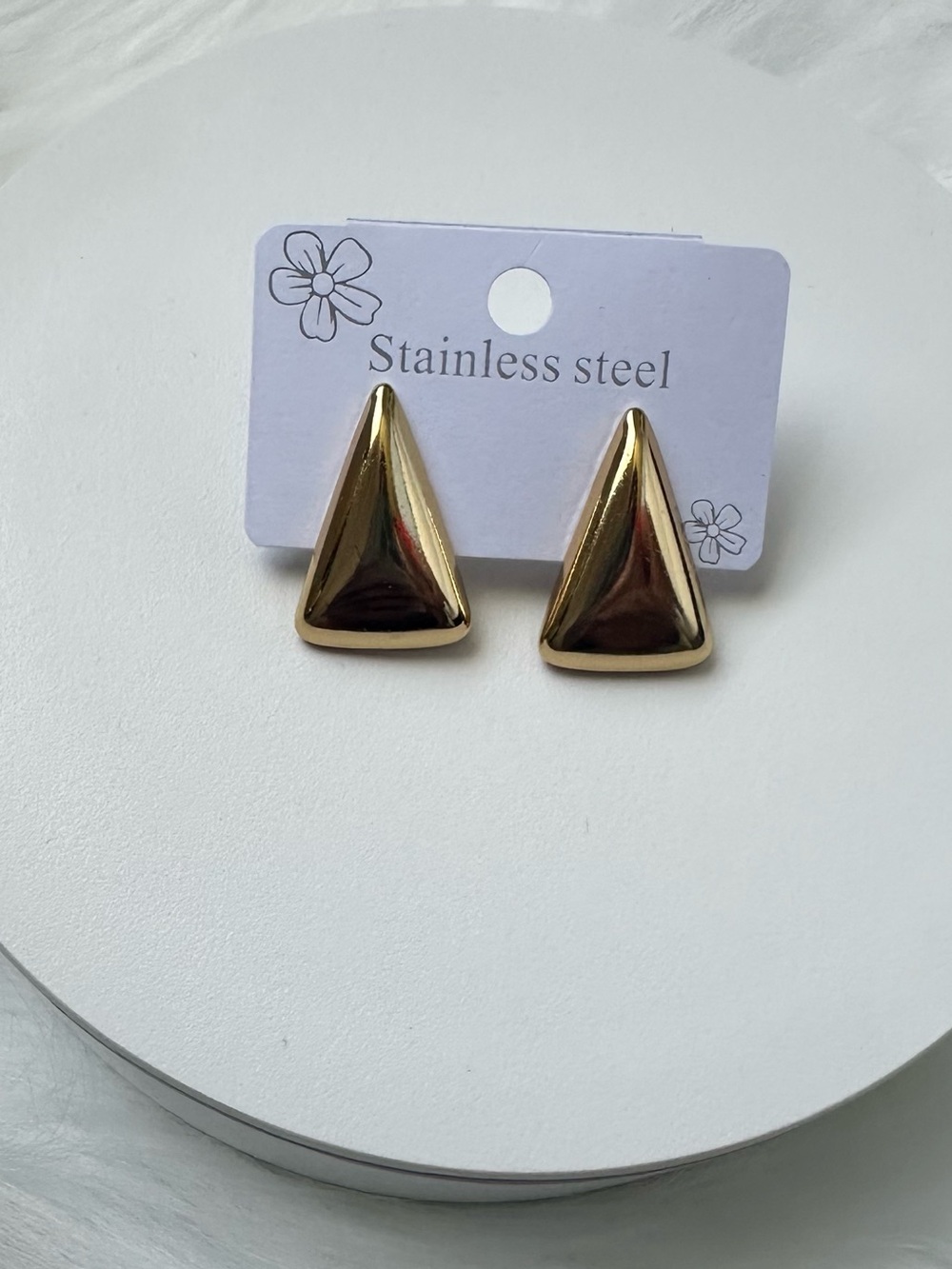 Gold Triangle Stainless Steel Stud Earrings